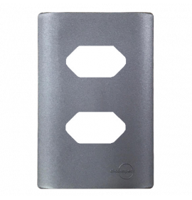 Placa P/ 2 Tomadas Horizontais 4x2 com Suporte - Novara Preto Grafite